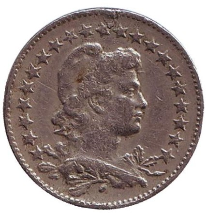 Монета 100 рейсов. 1918 год, Бразилия. Монета 100 рейсов. 1918 год, Бразилия.