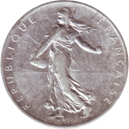 Монета 2 франка. 1917 год, Франция. Монета 2 франка. 1917 год, Франция.