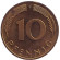 Монета 10 пфеннигов. 1987 год (F), ФРГ. Дубовые листья. Монета 10 пфеннигов. 1987 год (F), ФРГ. Дубовые листья.