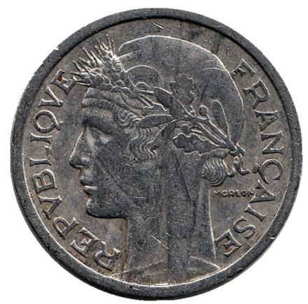 Монета 1 франк. 1944 год (C), Франция. Монета 1 франк. 1944 год (C), Франция.