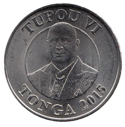 Монета 20 сенити. 2015 год, Тонга. Калия. Тонганская парусная двухкорпусная лодка.