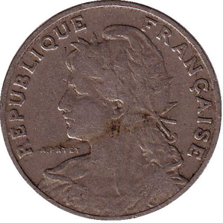 Монета 25 сантимов. 1905 год, Франция.