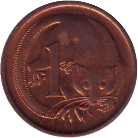 Монета 1 цент. 1990 год, Австралия. Карликовый летучий кускус.