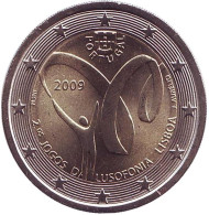 Монета 2 евро, 2009 год, Португалия. Спортивные игры португалоязычных стран. Монета 2 евро, 2009 год, Португалия. Спортивные игры португалоязычных стран.
