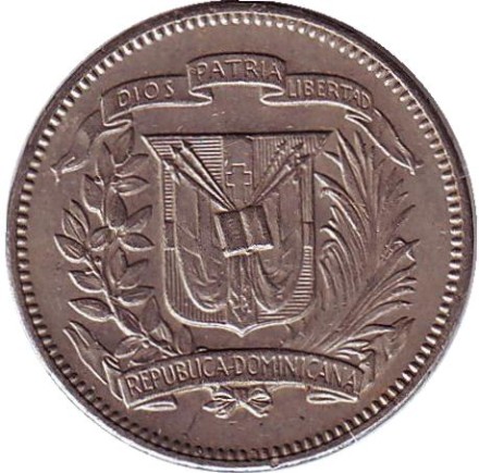 Монета 5 сентаво. 1974 год, Доминиканская Республика. Принцесса. Монета 5 сентаво. 1974 год, Доминиканская Республика. Принцесса.