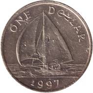 Монета 1 доллар. 1997 год, Бермудские острова. Парусник. Монета 1 доллар. 1997 год, Бермудские острова. Парусник.