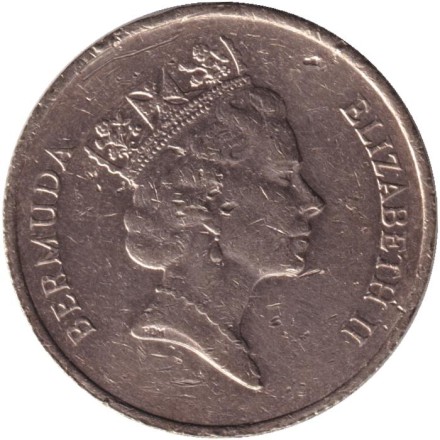 Монета 1 доллар. 1997 год, Бермудские острова. Парусник. Монета 1 доллар. 1997 год, Бермудские острова. Парусник.