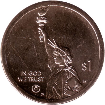 Монета 1 доллар. 2022 год (D), США. Яхта "Reliance". Серия "Американские инновации".