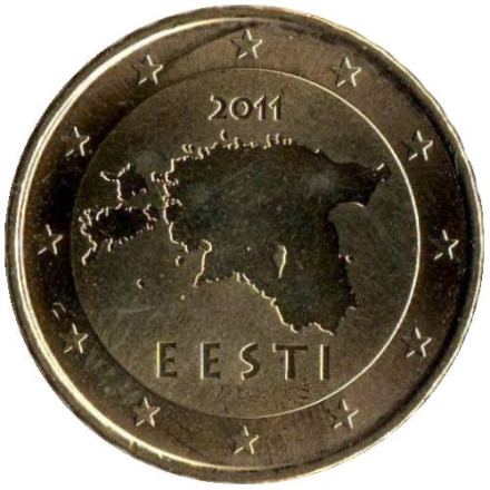 Монета 10 центов, 2011 год, Эстония.