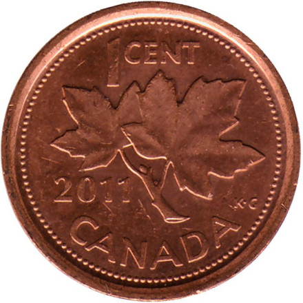Монета 1 цент. 2011 год, Канада. (Немагнитная).