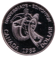 Монета 1 доллар. 1983 год, Канада. BU. XII Универсиада в Эдмонтоне. Монета 1 доллар. 1983 год, Канада. BU. XII Универсиада в Эдмонтоне.
