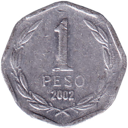 Монета 1 песо. 2002 год, Чили. Бернардо О’Хиггинс.