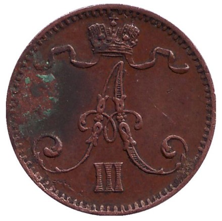 Монета 1 пенни. 1894 год, Финляндия в составе Российской Империи. Монета 1 пенни. 1894 год, Финляндия в составе Российской Империи.