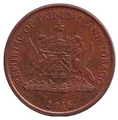 Монета 1 цент. 2016 год, Тринидад и Тобаго. Колибри.