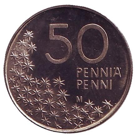 Монета 50 пенни. 1990 год, Финляндия. UNC. Медведь. Монета 50 пенни. 1990 год, Финляндия. UNC. Медведь.
