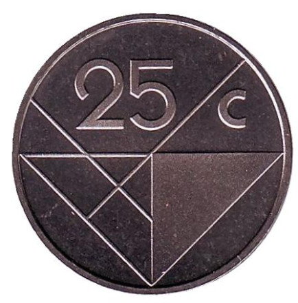 Монета 25 центов. 1991 год, Аруба. UNC.