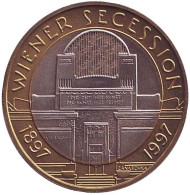 Монета 50 шиллингов. 1997 год, Австрия. 100 лет Венскому сецессиону. Монета 50 шиллингов. 1997 год, Австрия. 100 лет Венскому сецессиону.