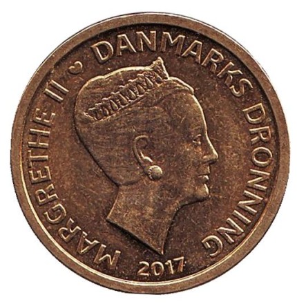 Монета 10 крон. 2017 год, Дания. Монета 10 крон. 2017 год, Дания.