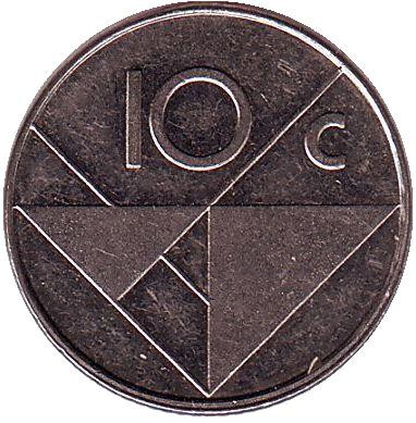 Монета 10 центов. 1993 год, Аруба.