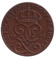 Монета 1 эре. 1933 год, Швеция. Монета 1 эре. 1933 год, Швеция.