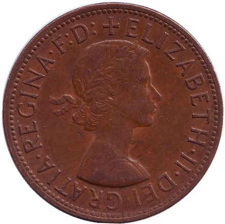 Монета 1 пенни. 1955 год, Австралия. (Без точки после "PENNY") Кенгуру. Монета 1 пенни. 1955 год, Австралия. (Без точки после "PENNY") Кенгуру.