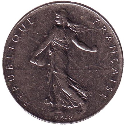 Монета 1 франк. 1985 год, Франция.