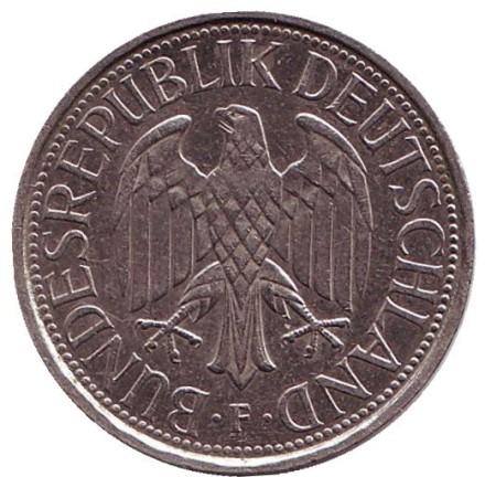Монета 1 марка. 1991 год (F), ФРГ.