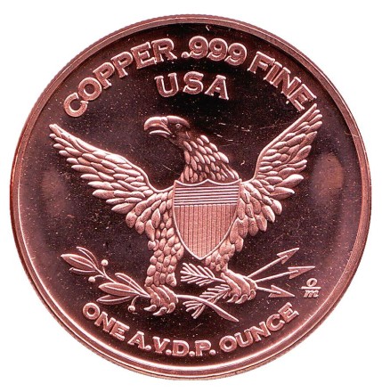 Танк М4 "Шерман". Монетовидный жетон. Унция меди 999. США. 