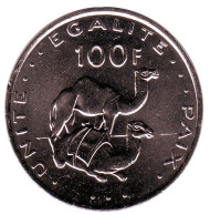 Монета 100 франков. 2013 год, Джибути. Верблюды.