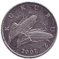 Монета 1 липа. 2007 год, Хорватия. Початок кукурузы. Монета 1 липа. 2007 год, Хорватия. Початок кукурузы.