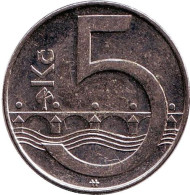 Монета 5 крон. 2009 год, Чехия. Монета 5 крон. 2009 год, Чехия.