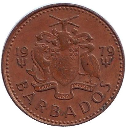 Монета 1 цент. 1979 год, Барбадос. Монета 1 цент. 1979 год, Барбадос.