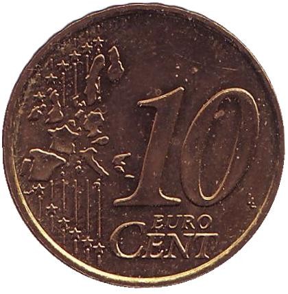 Монета 10 центов. 1999 год, Франция.