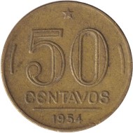 Монета 50 сентаво. 1954 год, Бразилия. Монета 50 сентаво. 1954 год, Бразилия.