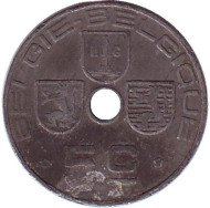 Монета 5 сантимов. 1941 год, Бельгия. (Belgie-Belgique) Монета 5 сантимов. 1941 год, Бельгия. (Belgie-Belgique)