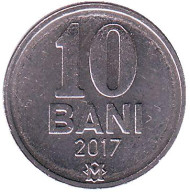 Монета 10 бани. 2017 год, Молдавия. Монета 10 бани. 2017 год, Молдавия.