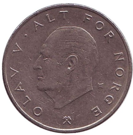 Монета 1 крона. 1975 год, Норвегия. Корона.