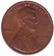 Монета 1 цент. 1979 год (P), США. Линкольн. Монета 1 цент. 1979 год (P), США. Линкольн.