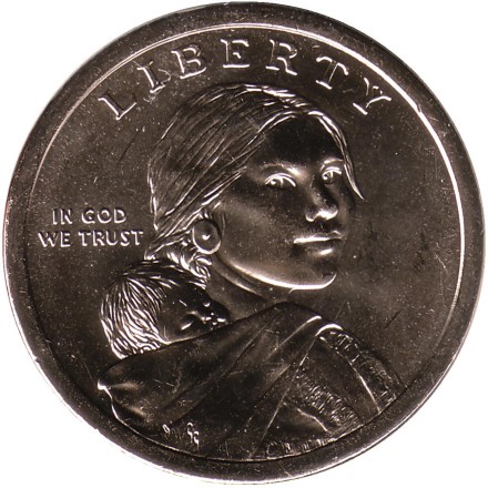 Монета 1 доллар, 2020 год (P), США. Сакагавея. Элизабет Ператрович. Закон о борьбе с дискриминацией. Серия "Коренные американцы".