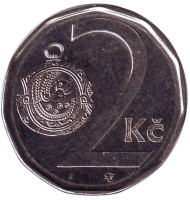 Монета 2 кроны. 2010 год, Чехия. Монета 2 кроны. 2010 год, Чехия.