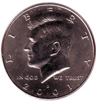 Монета 1/2 доллара (50 центов), 2001 год (D), США. Джон Кеннеди. Монета 1/2 доллара (50 центов), 2001 год (D), США. Джон Кеннеди.