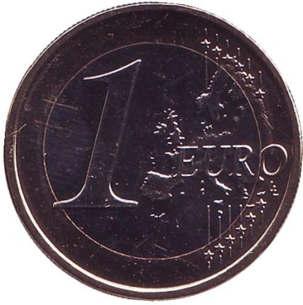 Монета 1 евро. 2012 год (D), Германия.