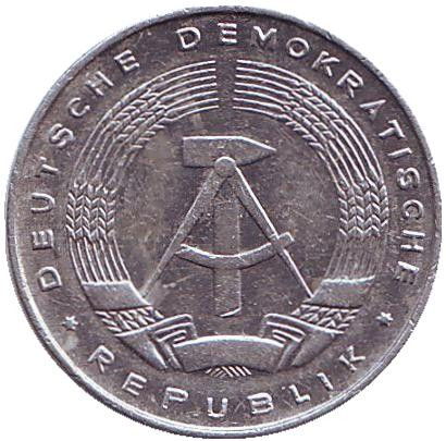 Монета 5 пфеннигов. 1975 год, ГДР.