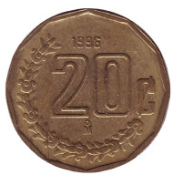 Монета 20 сентаво. 1996 год, Мексика. Монета 20 сентаво. 1996 год, Мексика.