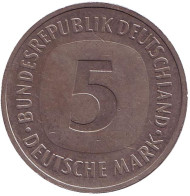 Монета 5 марок. 1991 год (J), ФРГ. Монета 5 марок. 1991 год (J), ФРГ.
