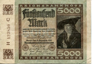 Рейхсбанкнота 5000 марок. 1922 год, Веймарская республика. Рейхсбанкнота 5000 марок. 1922 год, Веймарская республика.