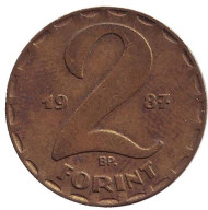 Монета 2 форинта. 1987 год, Венгрия. Монета 2 форинта. 1987 год, Венгрия.