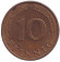 Монета 10 пфеннигов. 1979 год (D), ФРГ. Дубовые листья.