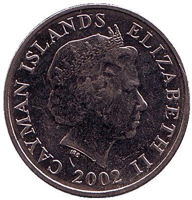 Монета 5 центов. 2002 год, Каймановы острова. Розово-пятнистая креветка.