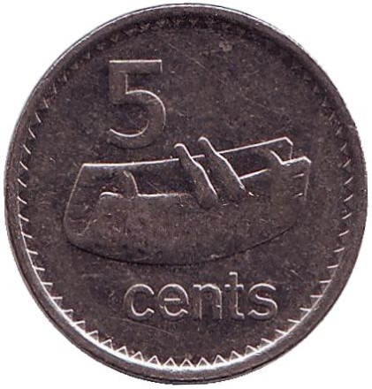 Монета 5 центов. 2009 год, Фиджи. Фиджийский барабан (лали).